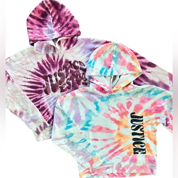 Justice Girls Tie Dye Pullover Hoodies  Bundle 7-8 - Picture 1 of 8